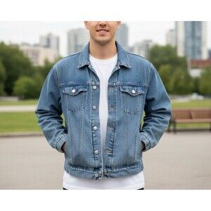 Y2K Cavalini Denim Blue Jean Trucker Jacket